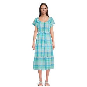 Time and Tru Blue and White Tiered Sundress